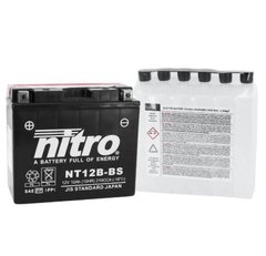 Мото акумулятор NITRO AGM NT12B-BS 10 Аh, 210 А, (+/-), 150х69х130 мм, вес 4,1кг