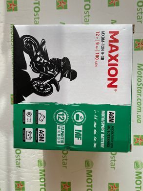 Аккумулятор 12N9-3B MAXION AGM 12V, 9Ah, EN 100A, 135x75x139 мм +/-