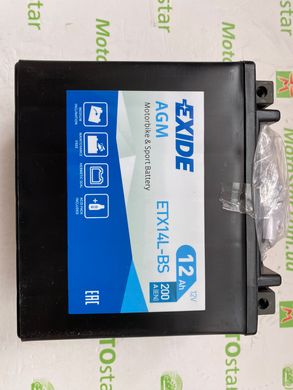EXIDE ETX14L-BS / YTX14L-BS аккумулятор 12 А/ч, 200 А, (-/+), 150х87х145 мм