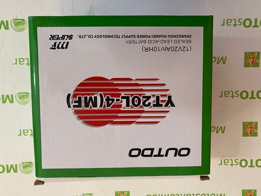 OUTDO YT20L-4 (MF) 12V, 20 A/ч, 290 A, (-/+), 175x87x155 мм (YTX20L-BS, YTX20HL-BS)