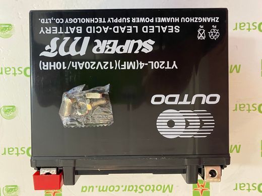 OUTDO YT20L-4 (MF) 12V, 20 A/ч, 290 A, (-/+), 175x87x155 мм (YTX20L-BS, YTX20HL-BS)