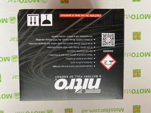 Мото акумулятор NITRO AGM NT12B-BS 10 Аh, 210 А, (+/-), 150х69х130 мм, вес 4,1кг