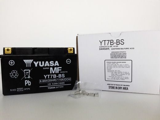 YUASA YT7B-BS Мото аккумулятор 6,8 А/ч, 110А, (+/-), 150x65x93 мм