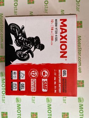 Акумулятор Maxion MXBM-YT20-4 Gel 12V, 18 Ah, 200 A EN, (+/-), 175x88x155 мм (YTX20-BS)