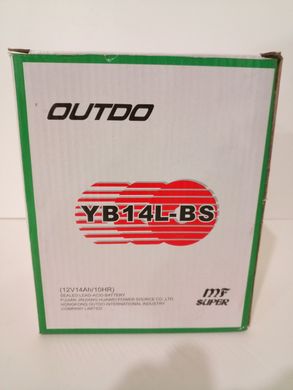 Outdo YB14L-BS MF  14 А/ч, 190 А, (-/+), 134х89х166 мм