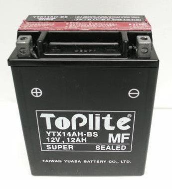 Мотоакумулятор TOPLITE YTX14AH-BS 12V, 12Ah, д. 134, ш. 89, в.166, електроліт в к-ті, вага 7,7 кг