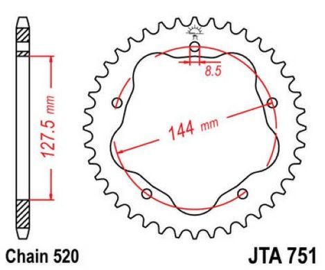 JT JTA751.42 - Звезда задняя легкосплавная