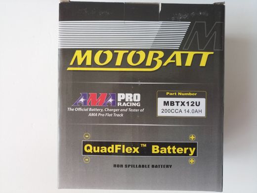 Motobatt MBTX12U Мото акумулятор 14 A/ч, 210 A, 151x87x130 мм