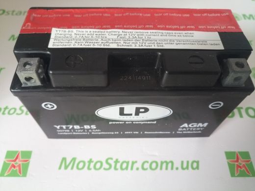 Мотоакумулятор LP AGM MB YT7B-BS 12V,6,5Ah,д. 150, ш. 65, в.94, электролит в к-те, вес 2,7 кг