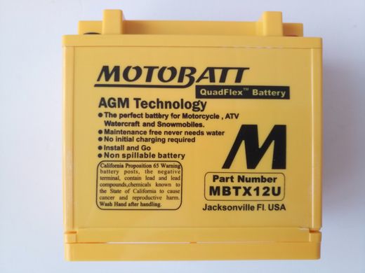 Motobatt MBTX12U Мото акумулятор 14 A/ч, 210 A, 151x87x130 мм