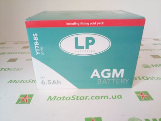 Мотоакумулятор LP AGM MB YT7B-BS 12V,6,5Ah,д. 150, ш. 65, в.94, электролит в к-те, вес 2,7 кг