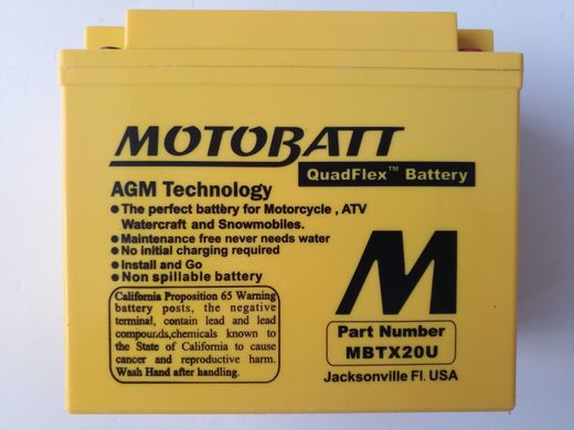 Motobatt MBTX20U Мото акумулятор 21 A/ч, 310 A, (+/-)(-/+), 175x87x155 мм