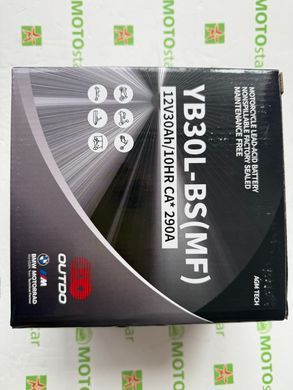 Аккумулятор Outdo YB30L-BS (MF) 30Ah/10HR CA*290A (YTX30L-BS) AGM Tech, 166x126x175 мм