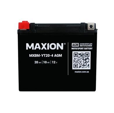 Maxion MXBM-YT20-4 AGM 12V, 20 A/ч, 290 A, (+/-), 175x87x155 мм (YTX20-BS, YTX20H-BS)
