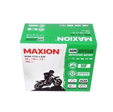 Maxion MXBM-YT20-4 AGM 12V, 20 A/ч, 290 A, (+/-), 175x87x155 мм (YTX20-BS, YTX20H-BS)