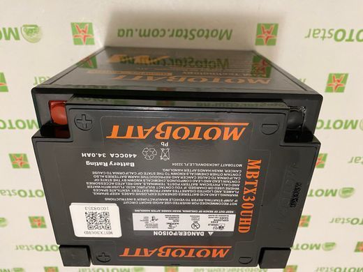 Motobatt MBTX30U Мото акумулятор 32 А/ч, 385 А, (+/-)(-/+), 166х126х175 мм