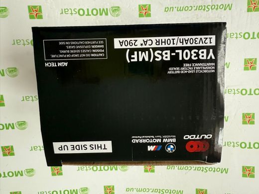 Аккумулятор Outdo YB30L-BS (MF) 30Ah/10HR CA*290A (YTX30L-BS) AGM Tech, 166x126x175 мм