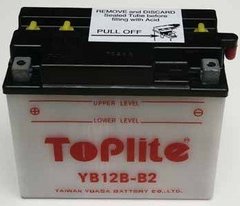 Мотоакумулятор TOPLITE YB12B-B2 12V,12Ah,д. 161, ш. 91, в.131, объем 0,8, вес 4,4 кг,без электролита