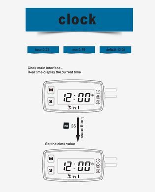 Вимірювач температури термометр вольтметр годинник вимірювач температури для піт-байк, мотоцикл, генератор, снігохід двигуна.