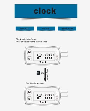 Вимірювач температури термометр вольтметр годинник вимірювач температури для піт-байк, мотоцикл, генератор, снігохід двигуна.