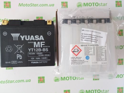 YUASA YT12B-BS Мото аккумулятор 10 А/ч, 215 А, (+/-), 150х69х130 мм