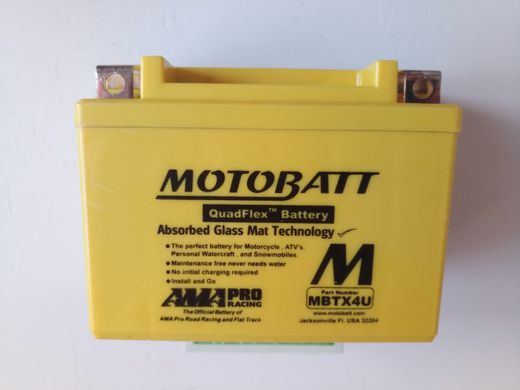 Motobatt MBTX4U Акумулятор 4 A/ч, 70 А, (-/+), 114x70x87 мм