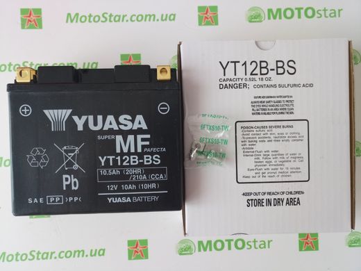 YUASA YT12B-BS Мото аккумулятор 10 А/ч, 215 А, (+/-), 150х69х130 мм