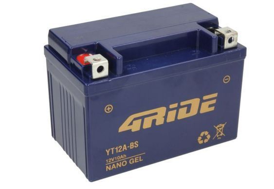 Аккумулятор YT12A-BS 4RIDE GEL 12В 10Ah 145А L+ 151x87x105 мм, вес 3,4кг