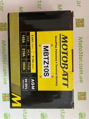 Motobatt MBTZ10S Мото акумулятор 8,6 A/ч, 165 A, 151x87x95 мм 2,9 кг