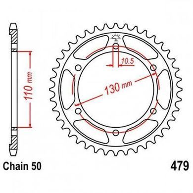 JT JTR479,45ZBK - Звезда задняя KAWASAKI GPX, GPZ; MZ/MUZ 1000; SUZUKI GSX-R; YAMAHA FZ1, FZ6, FZS, MT-01, XJR, YZF-R1, YZF-R6 500-1670 1988-2017