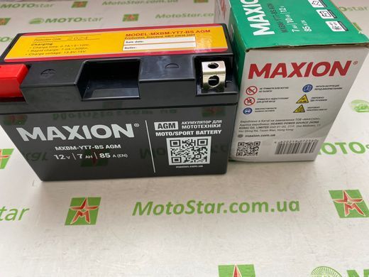 MXBM-YT7-BS AGM MAXION 12V, 7Ah, 85А, EN, (+/-), 150x65x93 мм (YT7b-bs) вага 2,17
