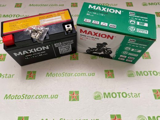 MXBM-YT7-BS AGM MAXION 12V, 7Ah, 85А, EN, (+/-), 150x65x93 мм (YT7b-bs) вага 2,17