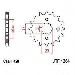 JT JTF1264.15 - Звезда передняя HONDA CBF, CBR, CLR, XLR, XR; KYMCO QUANNON, ZING II 125/150 1998-2017