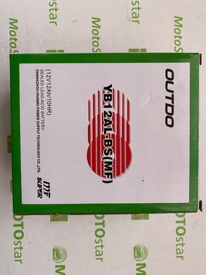 Мотоакумулятор Outdo YB12AL-BS 12V,12Ah, 133x78x155, вес 3.62 кг