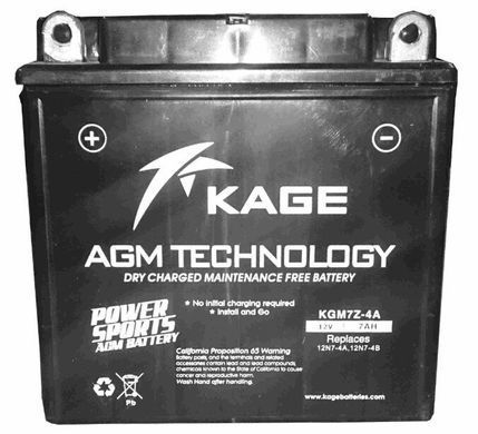 KAGE KGM7Z-4A Мото акумулятор 7 A / ч, 80 A, (+/-), 135x75x134 мм