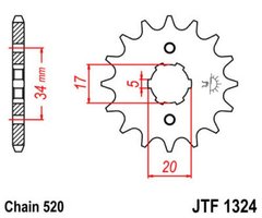 JT JTF1324.14 - Звезда передняя  (Loncin LX250GS-2A GP250 191600068-0001 LX250GY-3)