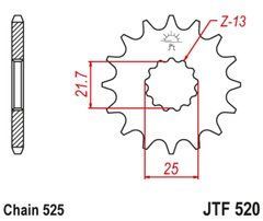 JTF520,17RB Передня зірочка CAGIVA NAVIGATOR, RAPTOR, V-RAPTOR; HYOSUNG COMET, GT; KAWASAKI W, ZR, ZR-7 98-1050 1991-2020