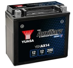 Аккумулятор вспомогательный YBXAX14 YUASA 12В 12Агод. 200А AGM; (L+) 150x87x145 B00 Start-Stop