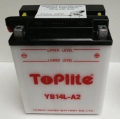 Мотоакумулятор TOPLITE YB14L-A2 12V,14Ah,д. 135, ш. 91, в.167, объем 0,8, вес 4,5 кг,без электролита