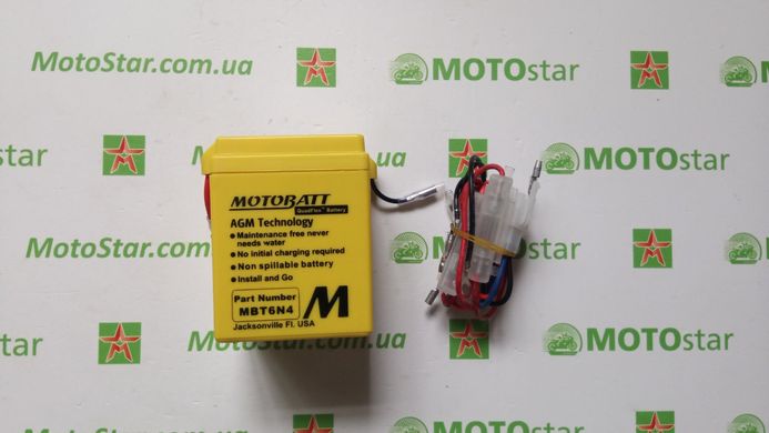 Аккумулятор MBT6N4 Motobatt 6V AGM 4Ah, C20 4.2Ah, 71x71x96 мм