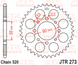 JT JTR273.45 - Звезда задняя HONDA CA, CMX, VT, XL; KTM DUKE 125/200/250 1985-2016
