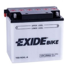EXIDE E60-N24L-A / Y60-N24L-A Мото аккумулятор 28 А/ч, 280 А, (-/+), 184х124х169 мм