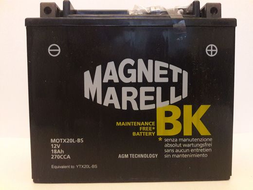 MOTX20L-BS (YTX20L-BS) MAGNETI MARELLI 18AH / 270A 12V P + стартерний акумуляторна батарея