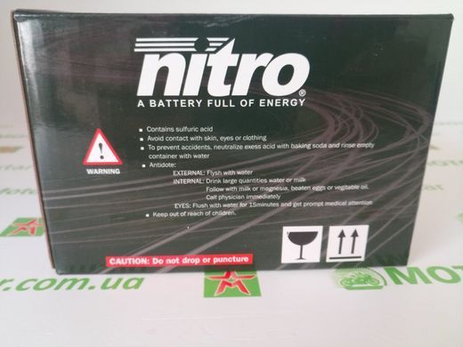Мото аккумулятор Nitro NTZ10S-BS AGM 8,6 А/ч, 190 А, (+/-), 150x87x93 мм (YTZ10S)
