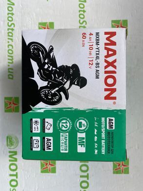 Акумулятор MXBM-YTX4L-BS AGM MAXION (12V, 4Ah), 113x70x85 мм, вага 1,37кг