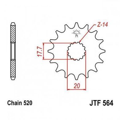 JT JTF564.12 - Зірка передня GAS GAS EC; YAMAHA DT, WR, XVS, YZ 125/200 1987-2015