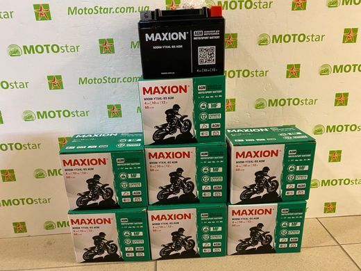 Акумулятор MXBM-YTX4L-BS AGM MAXION (12V, 4Ah), 113x70x85 мм, вага 1,37кг