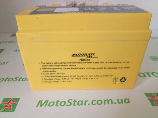 Аккумулятор MOTOBATT MTX9A (YTX9-BS) GEL 12V 9AH 151X88X105, +/-, 140 А, вес 3,18кг