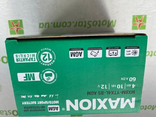 Акумулятор MXBM-YTX4L-BS AGM MAXION (12V, 4Ah), 113x70x85 мм, вага 1,37кг