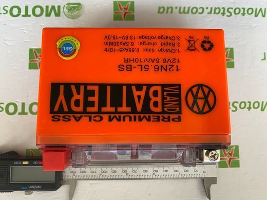 Акумулятор VLAND 12N6.5L-BS Gel 12V, 6,5 Аh, 137х65х100 мм (YTX6.5L-BS, MG6.5L)